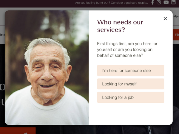 elderly man and sign up form